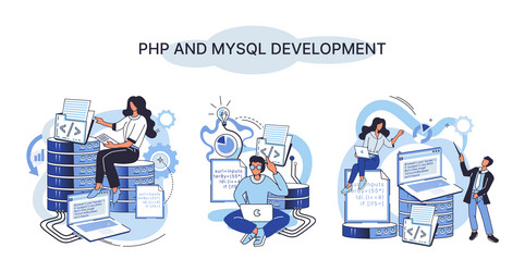 php and mysql development software website vector image