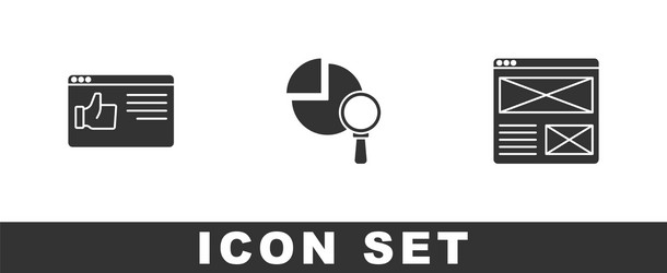 set browser window magnifying glass and analysis vector image