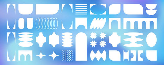 set of different forms y2k banner with liquid vector image