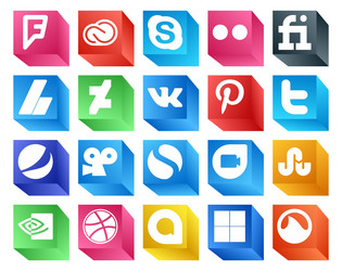 20 social media icon pack including simple pepsi vector