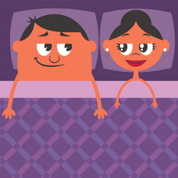 Happy couple in bed Royalty Free Vector Image - VectorStock