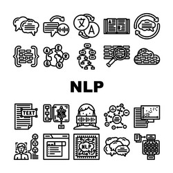 natural language processing nlp icons set vector image