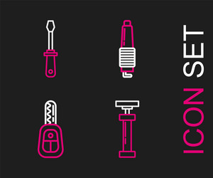set line car key with remote spark plug vector image