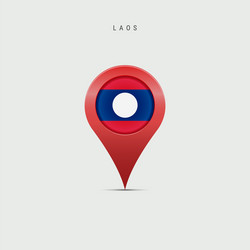 teardrop map marker with flag laos 3d vector image