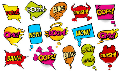 Comic style speech bubbles collection funny vector