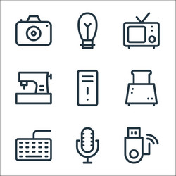 electronics line icons linear set quality vector image