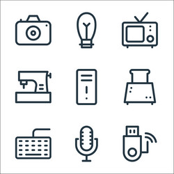 electronics line icons linear set quality vector