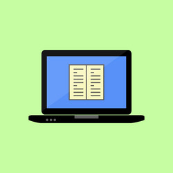 Flat style laptop with book vector