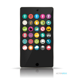 Touchscreen device with application web icons vector