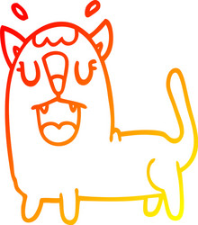 warm gradient line drawing cartoon funny cat vector image