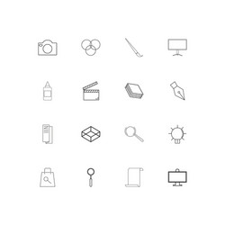 Creative process and design linear thin icons set vector