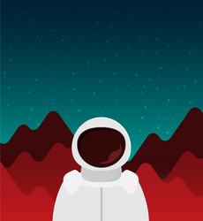 Flat astronaut standing on mars vector