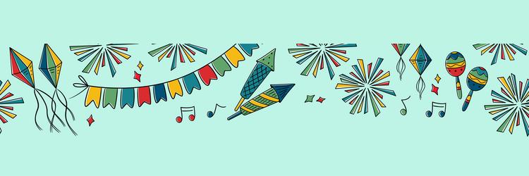 seamless horizontal fireworks background in red vector image