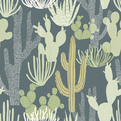 seamless pattern with cacti wild west surface vector image