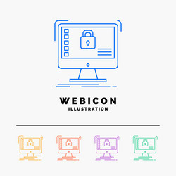 secure protection safe system data 5 color line vector image
