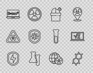set line secure shield with lightning vector image