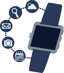 Smart watch technology with applications menu vector