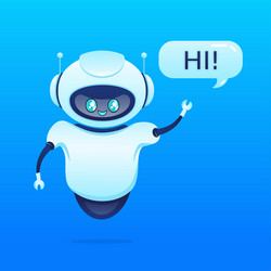 Support bot ai assistant flat icon with blue vector