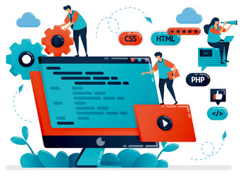 designing program web apps on monitor screen vector image