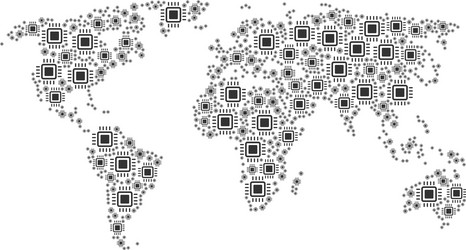 global map mosaic of processor items vector image