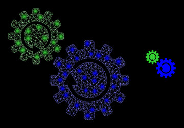 mesh web gears rotation with shiny wire vector image