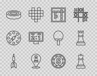 set line dart arrow chess bingo checker game vector image