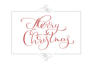 Abstract frame and calligraphic text merry vector