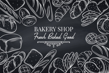 Bakery shop menu isolated icon bread and pastry Vector Image