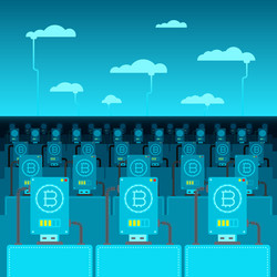 bitcoin crypto currency mining fields concept vector image