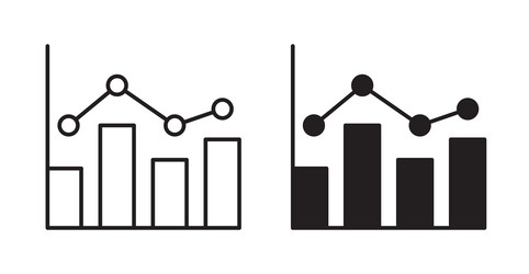 chart histogram icon set in thin line for web vector image