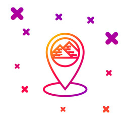 color line map pointer with egypt pyramids icon vector image