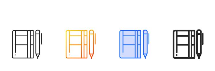 notebook iconthin linear gradient blue stroke vector image