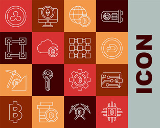 set line cpu mining farm cryptocurrency wallet vector image