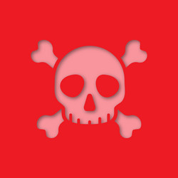 skull and crossbones paper cut out icon vector