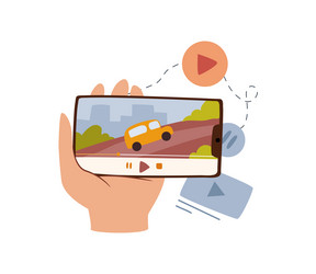smartphone in hand game application on mobile vector image