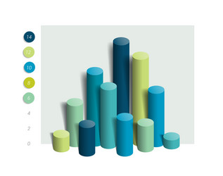 3D Column Chart Graph Data Visualization vector image