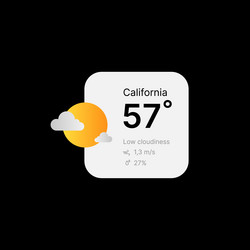 cloudy weather widget ui concept on black vector image