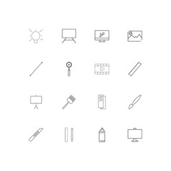 creative process and design linear thin icons set vector image