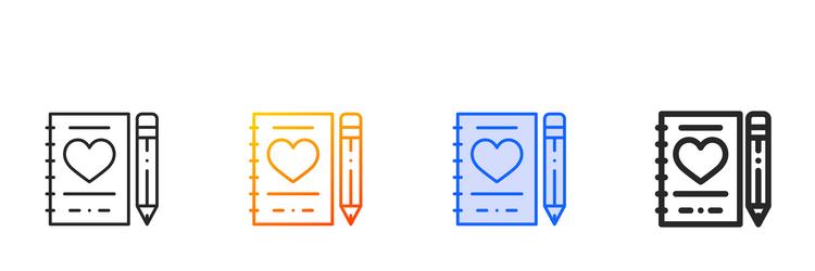 notebook iconthin linear gradient blue stroke vector image