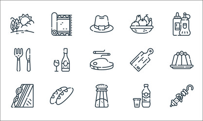 picnic line icons linear set quality vector image