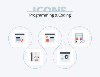 programming and coding flat icon pack 5 vector image