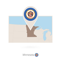 rectangular map us state minnesota with pin vector