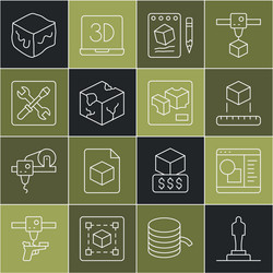 set line 3d printer model software isometric vector image