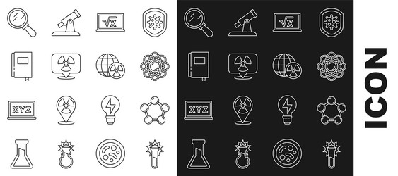 set line test tube and flask molecule atom square vector image