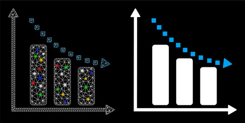 Flare mesh wire frame negative trend icon vector