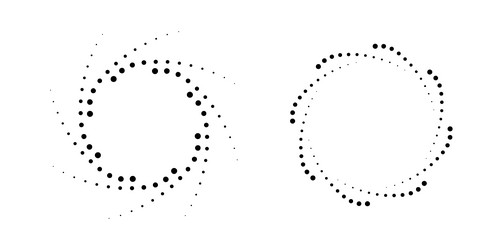 halftone circular dotted frames set circle dots vector image
