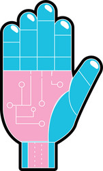 hand with circuits and cyberspace interface vector image