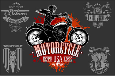 Retro Motorcycle Girl Vector Image