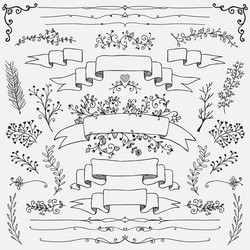 Big set of decorative hand drawn design Royalty Free Vector