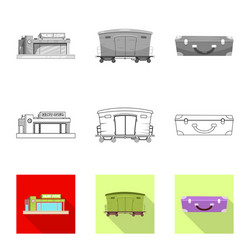 isolated object of train and station sign set vector image